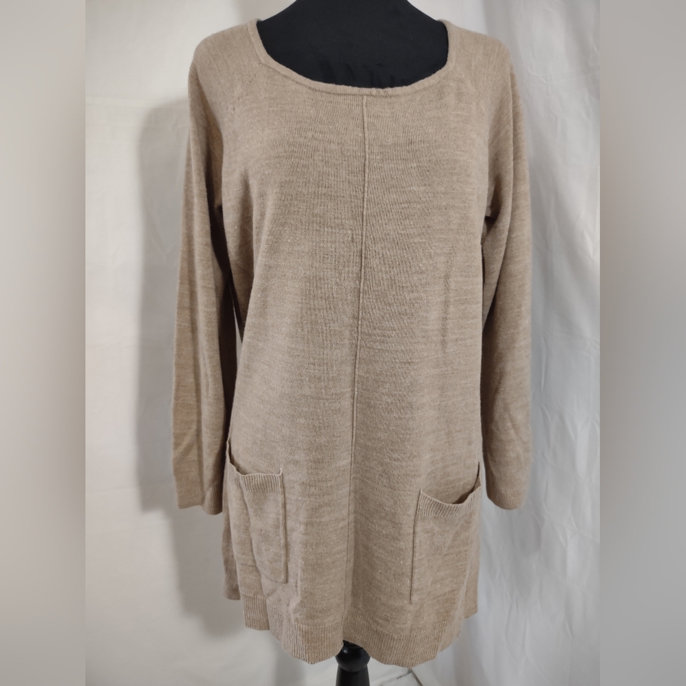 HAMPSHIRE STUDIO Women's Beige Scoop Neck Sweater Size XL
